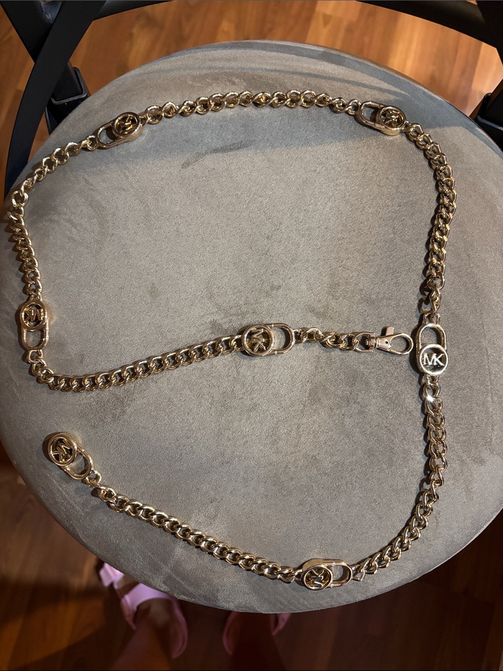 Michael Kors Gold Chain Link Logo Medallion Belt